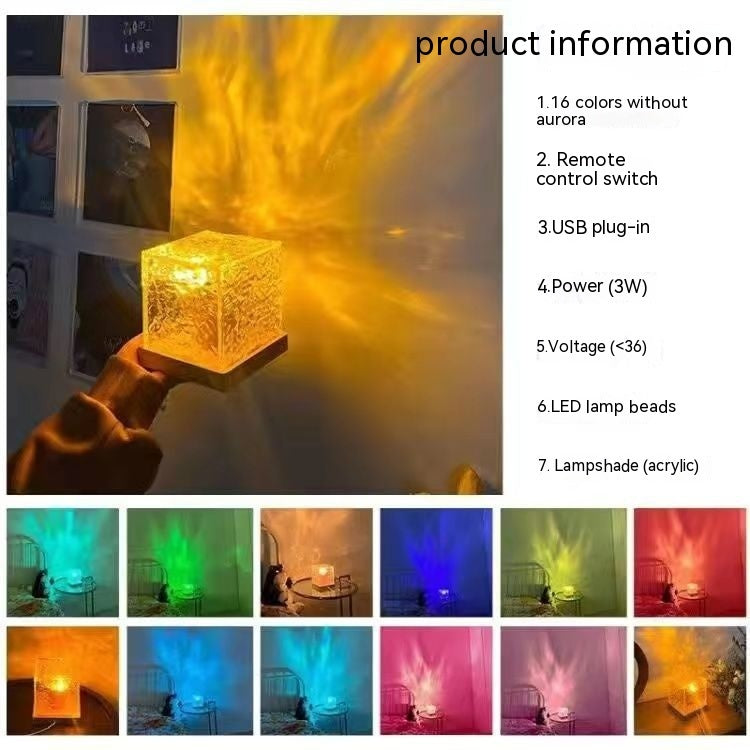 Water Ripple Lamp – USB Rotating RGB Night Light