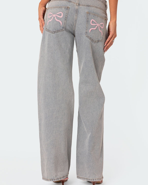 Bow Pocket Relaxed Jeans