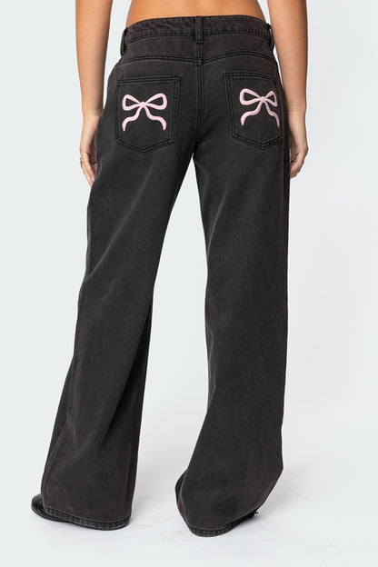 Bow Pocket Relaxed Jeans
