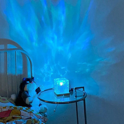 Water Ripple Lamp – USB Rotating RGB Night Light
