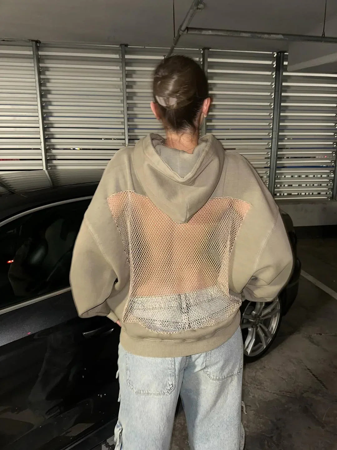 Backstage Crystal-Mesh Hoodie