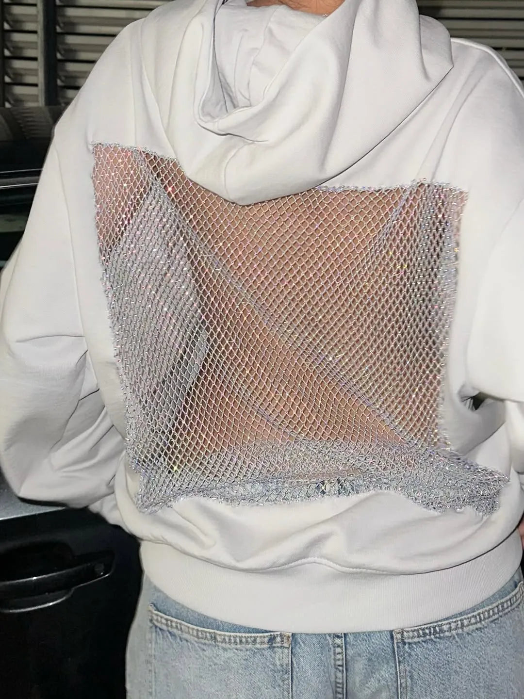 Backstage Crystal-Mesh Hoodie