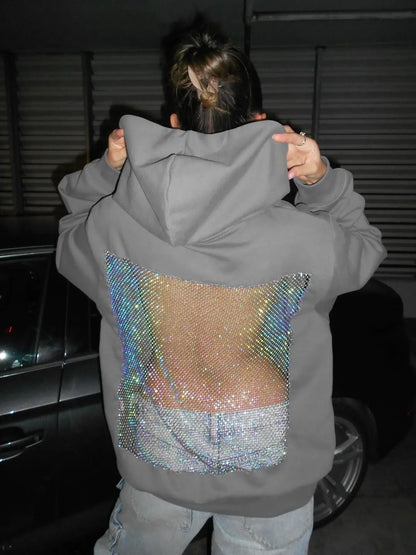 Backstage Crystal-Mesh Hoodie