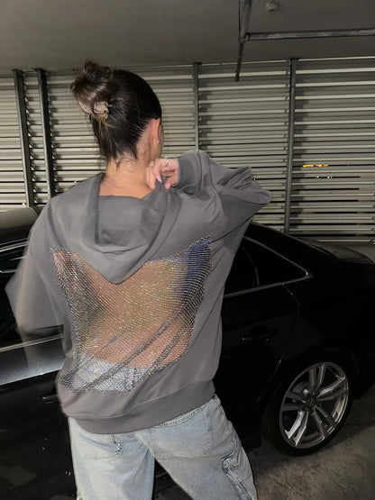 Backstage Crystal-Mesh Hoodie