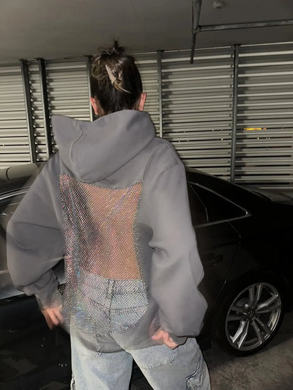 Backstage Crystal-Mesh Hoodie