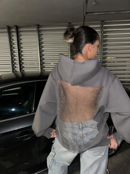 Backstage Crystal-Mesh Hoodie